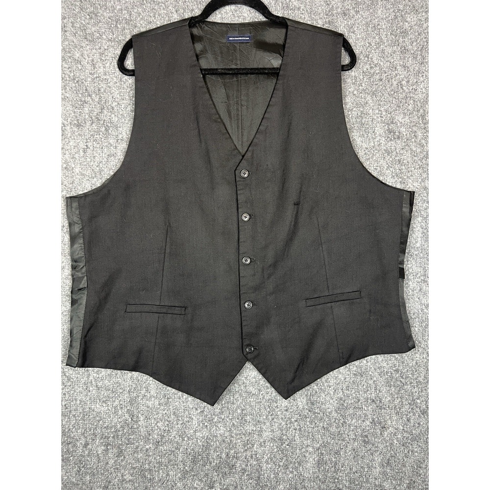 Stafford Men's Black Suit Vest 5 Button Tailored Formal Waistcoat Pocketed